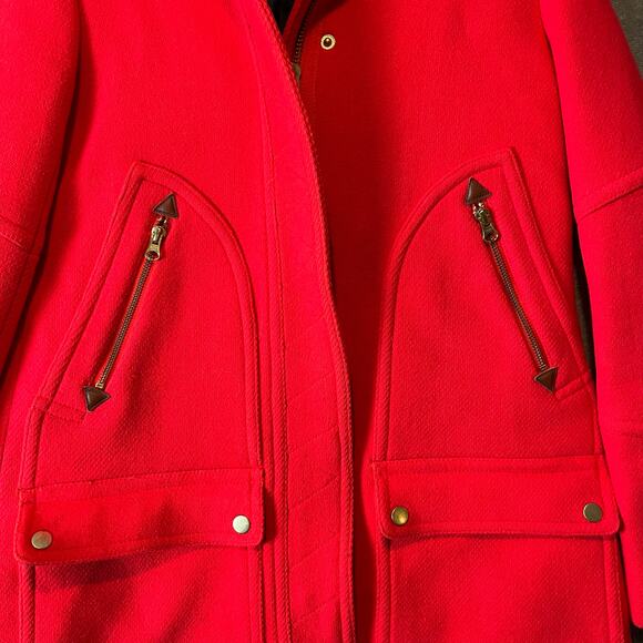 J. Crew Chateau Sz 0 Parka Italian Wool Stadium Cloth Coat Bright Red Women's‎ - Picture 3 of 8